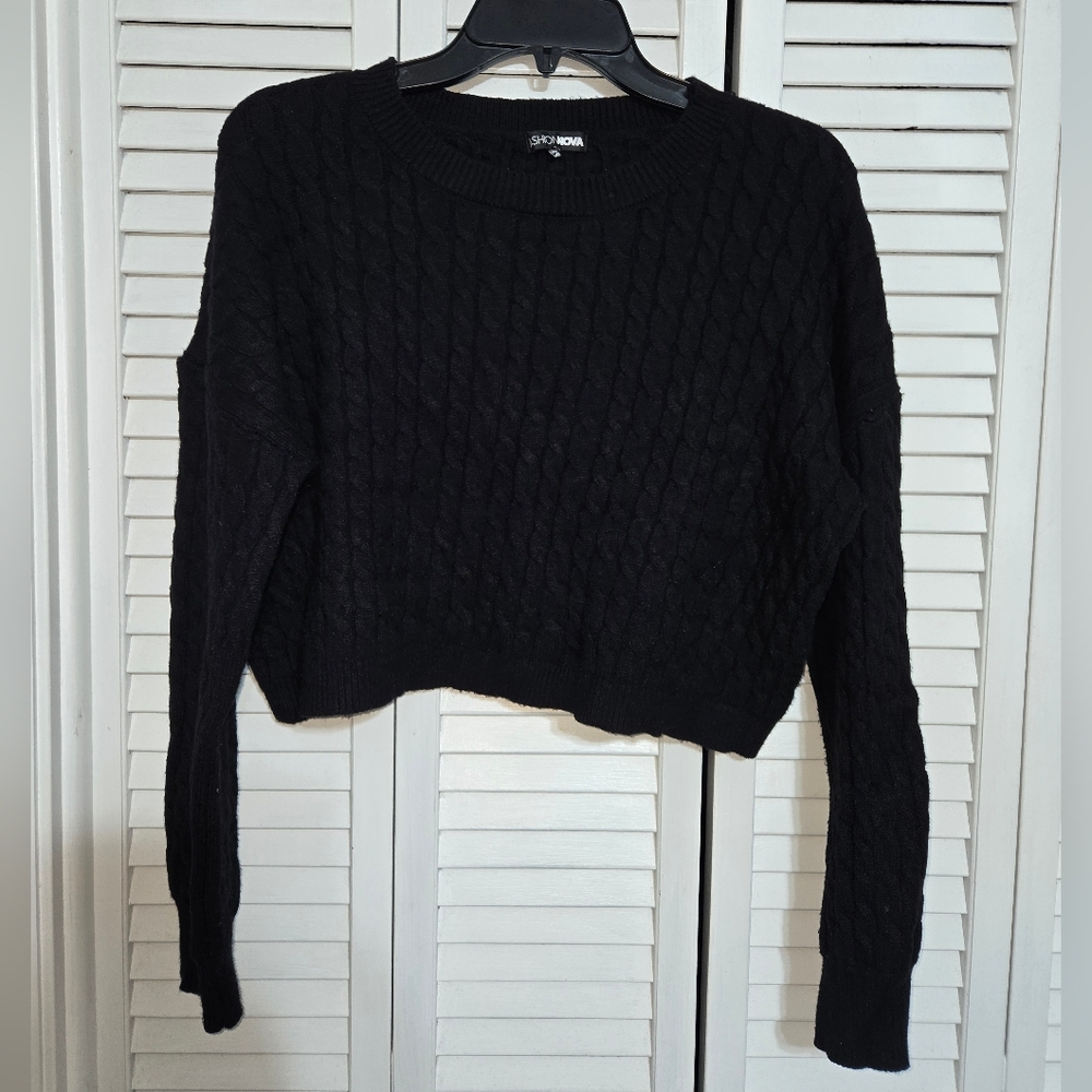 Fashion Nova Women's 1X Black Cable Knit Sweater